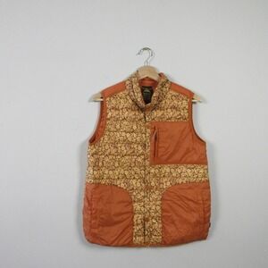 Burton Down Vest Puffer Women S Orange Floral Lightweight Zip Up Outdoor 252